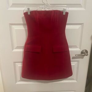Reformation Strapless Emani Red Mini Dress